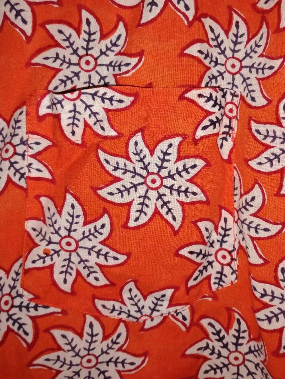 Roberta Roller Rabbit Men's Burnt Orange Cotton Print Short Sleeve Buttondown M